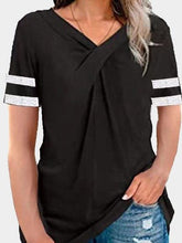 V-neck Twisted Solid Color Short Sleeve T-shirts Ins Street